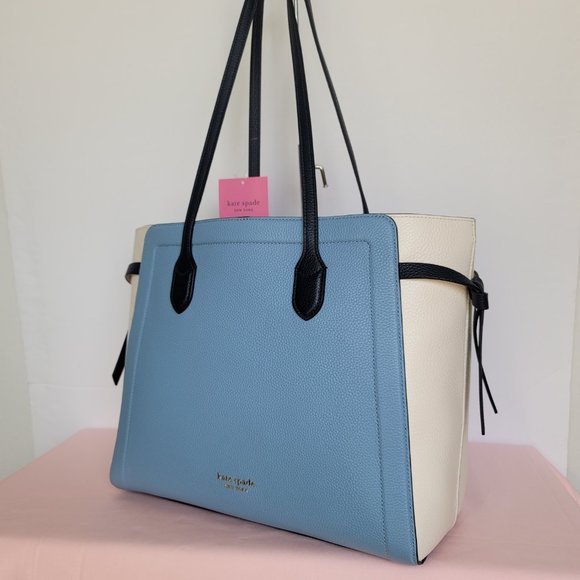 KATE SPADE Knott Colorblocked Pebbled Leather Large Tote- Morning Sky Multi 🎈⭐ - Picture 5 of 16